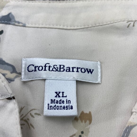 Croft & Barrow Blouse Top Women Size Extra Large XL Beige Floral Top Shirt - Picture 7 of 11